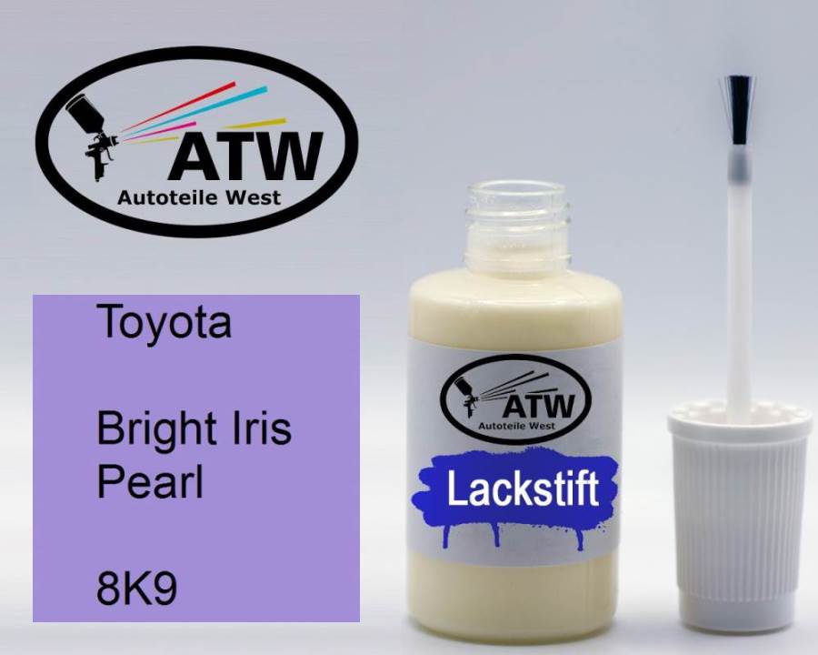 Toyota, Bright Iris Pearl, 8K9: 20ml Lackstift, von ATW Autoteile West.